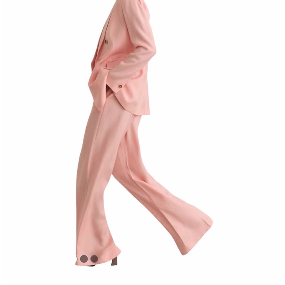 NWT $285 Reiss Pink Wide Leg Pants NEW Size 4 Magda Wide Leg Small flaw stain - Picture 7 of 13